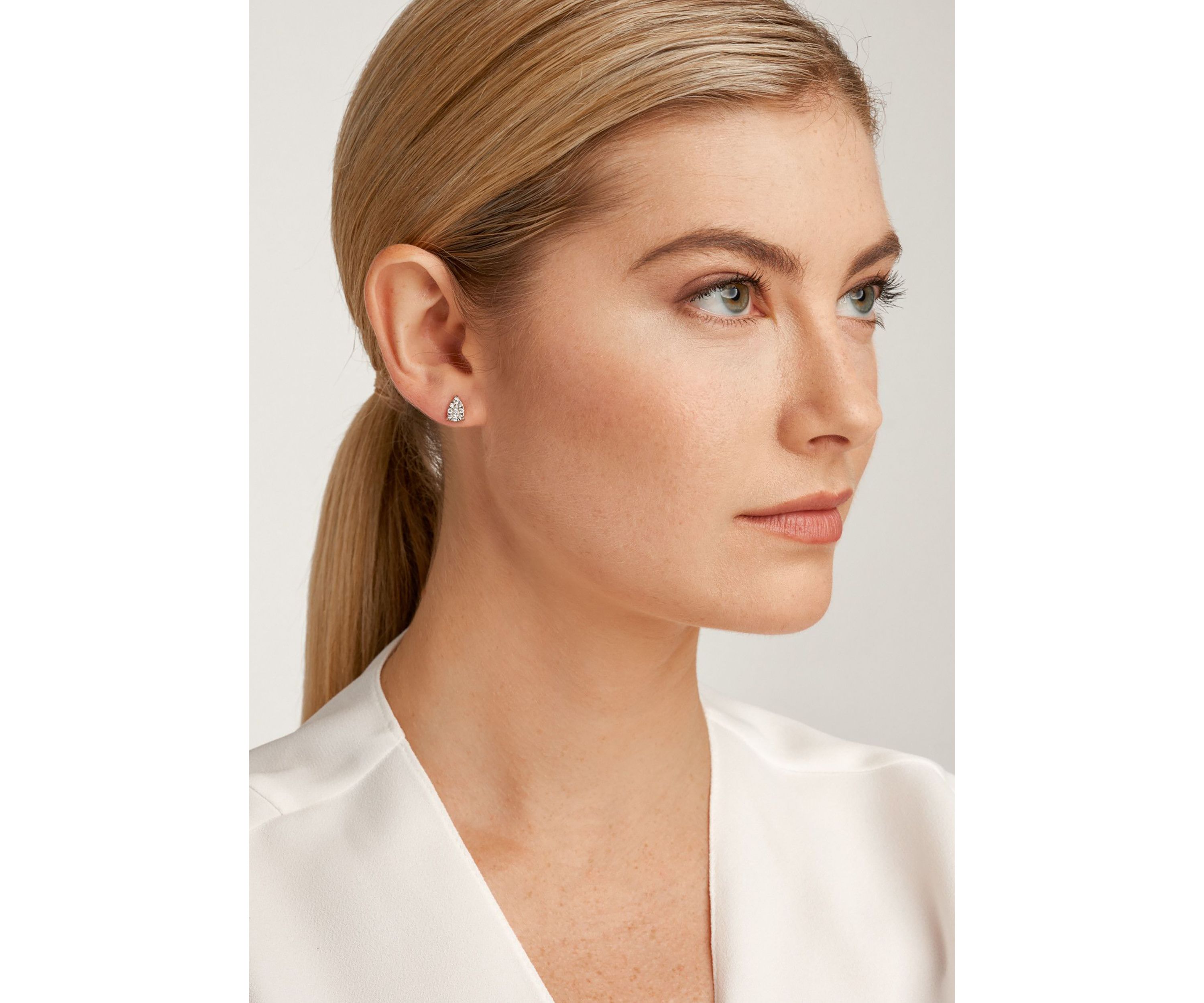 Lab Created Platinum Over Sterling Silver Pear Shape Earring Featuring 1/2 CT TW Lab Grown Diamond