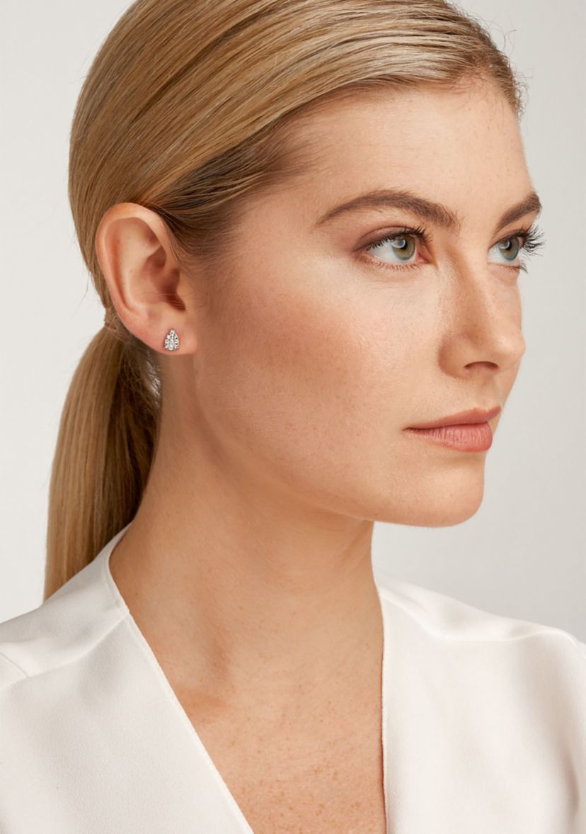 Lab Created Platinum Over Sterling Silver Pear Shape Earring Featuring 1/2 CT TW Lab Grown Diamond