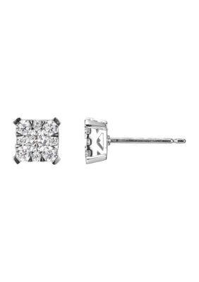Paj Lab Created Platinum Over Sterling Silver Round Stud Earring Featuring 5/8 Ct Tw Lab Grown Diamond