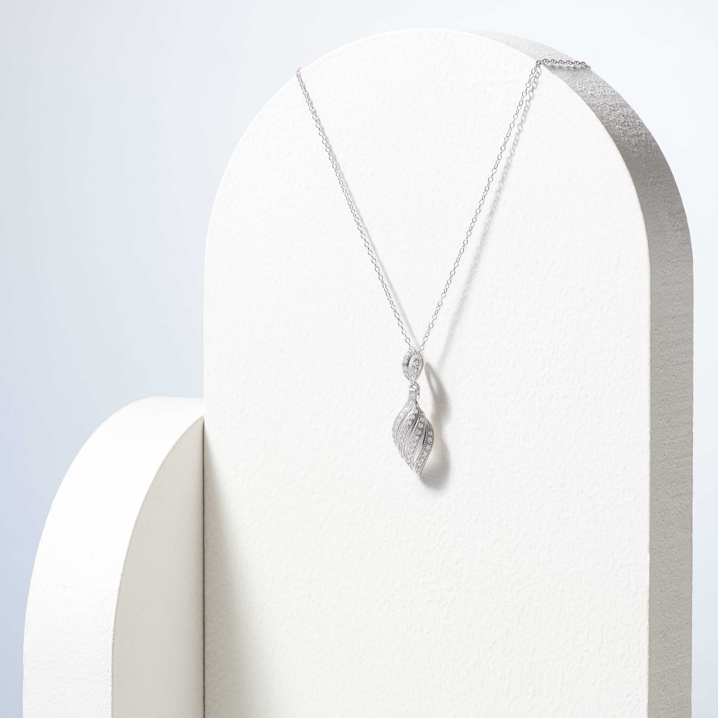 Lab Created Rhodium Plated Sterling Silver 1/3 CT TW Lab Grown Diamond Necklace