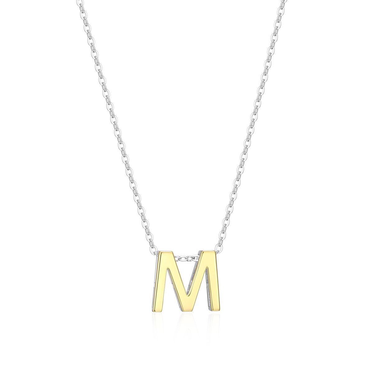 Lab Created Rhodium Plated Sterling Silver Womens Created Moissanite "M" Pendant Necklace