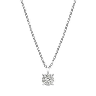Paj Lab Created 3/8 Ct Tw Lab Grown Diamond Round Necklace In Platinum Over Sterling Silver