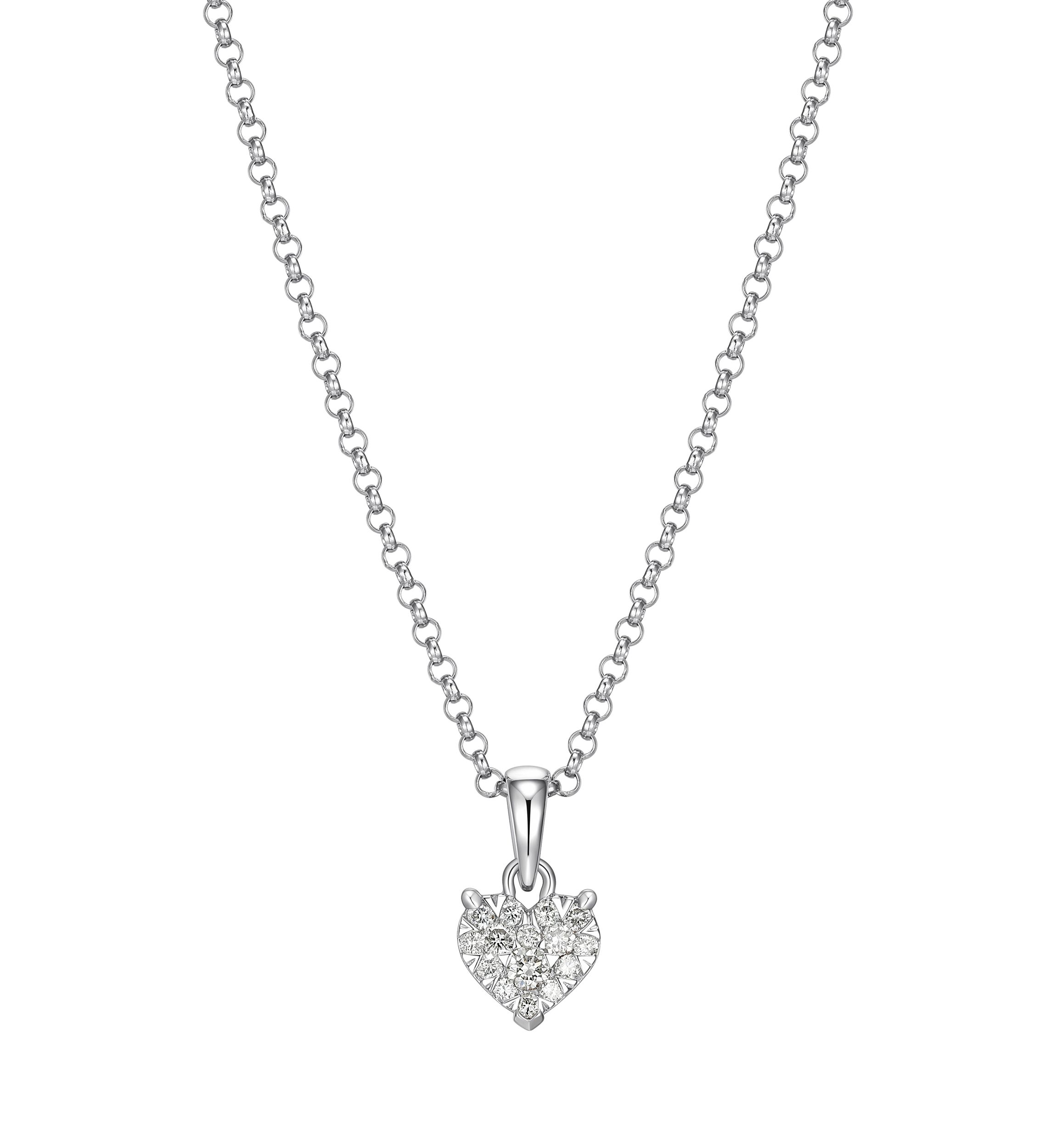 Lab Created Rhodium Over Sterling Silver Heart Pendant Featuring 1/5 CT TW Lab Grown Diamond