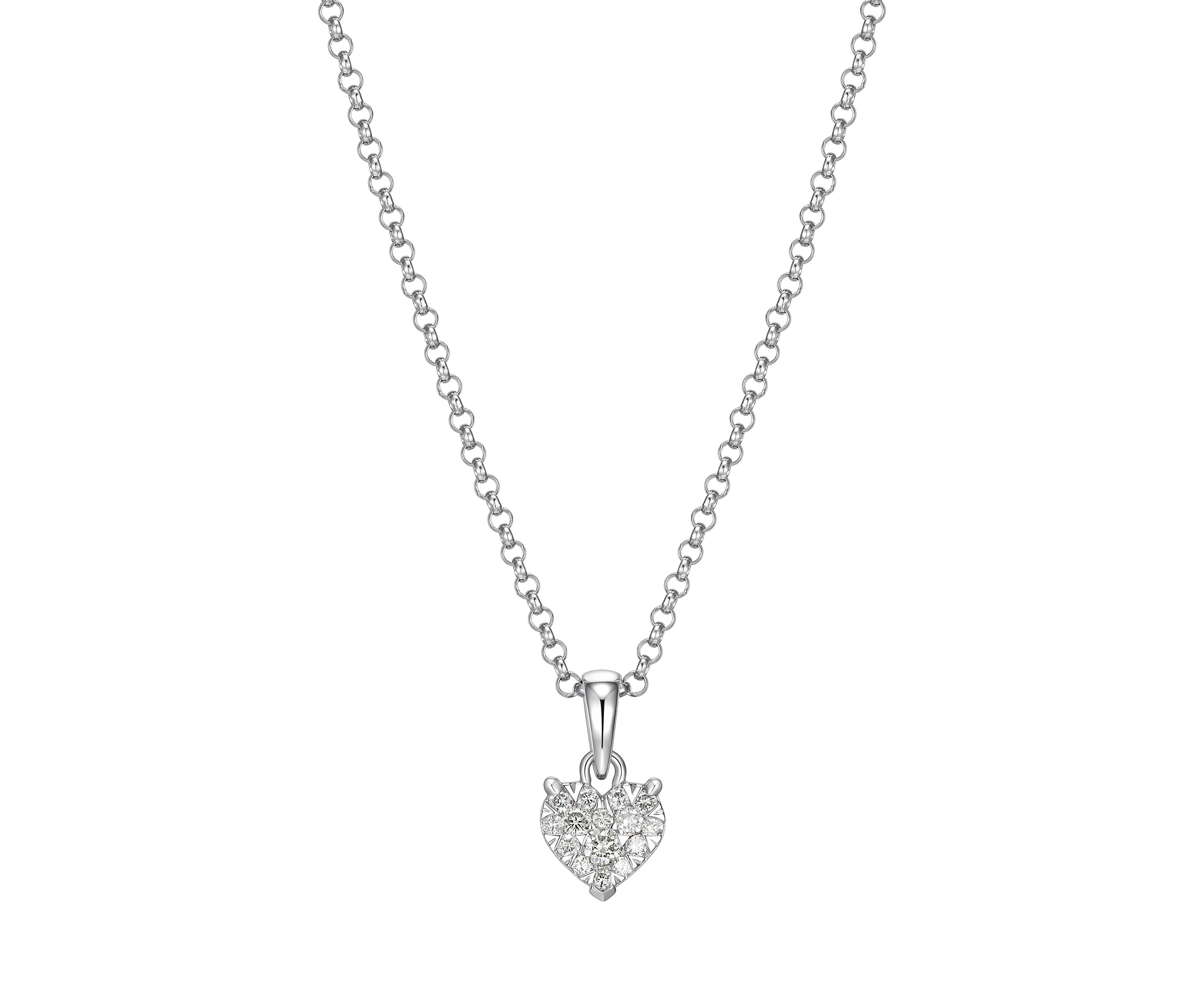 Lab Created Rhodium Over Sterling Silver Heart Pendant Featuring 1/5 CT TW Lab Grown Diamond