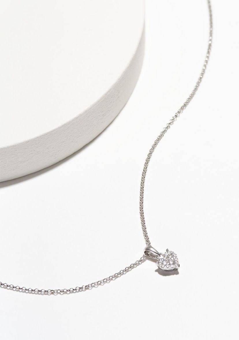 Lab Created Rhodium Over Sterling Silver Heart Pendant Featuring 1/5 CT TW Lab Grown Diamond