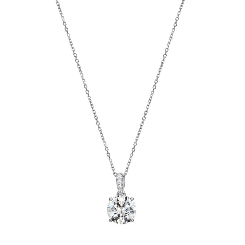 Two-tone Sterling Silver Solitaire Moissanite  Necklace