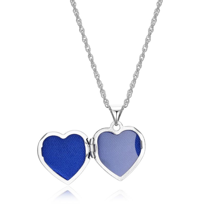 Diamond Accent Heart Locket in Two-Tone Sterling Silver with 18" Rope Chain