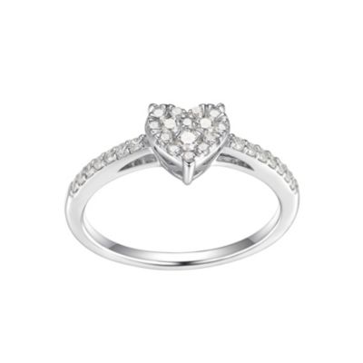 Paj Lab Created 1/3 Ct Tw Lab Grown Diamond Heart Ring In Platinum Over Sterling Silver