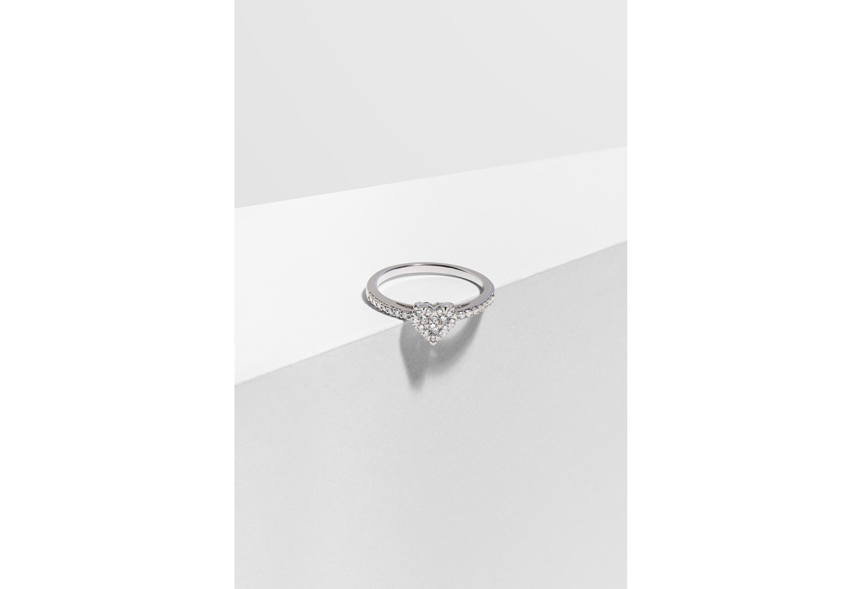 1/3 CT TW Lab Grown Diamond Heart Ring in Rhodium Plated Sterling Silver