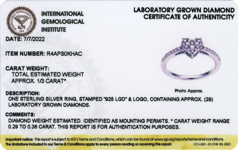 1/3 CT TW Lab Grown Diamond Heart Ring in Rhodium Plated Sterling Silver