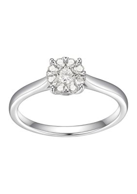 Paj Lab Created Platinum Over Sterling Silver Round Ring Featuring 1/3 Ct Tw Lab Grown Diamond