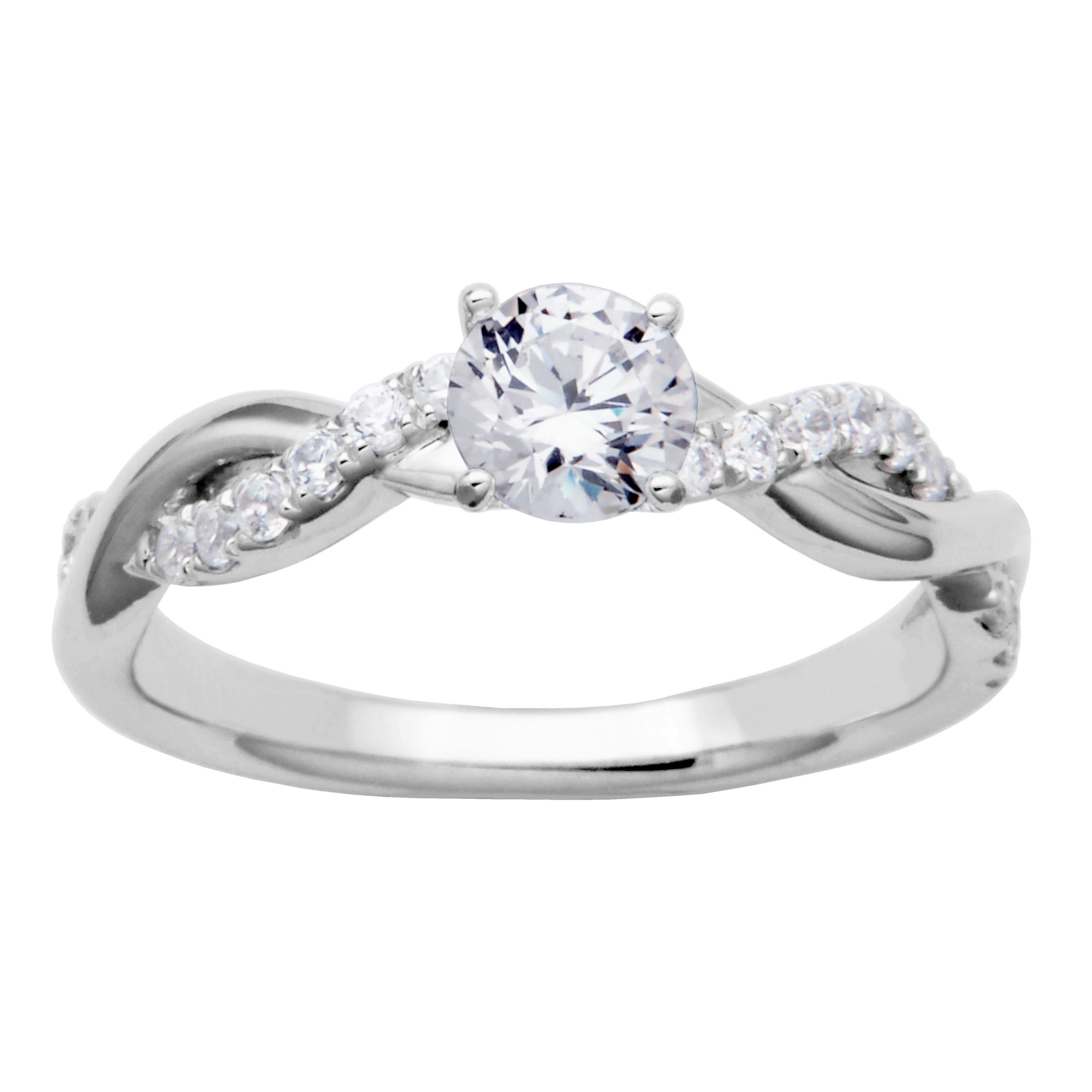 Lab Created 3/4 CT TW Lab Grown Diamond Twist Ring in Platinum Over Sterling Silver