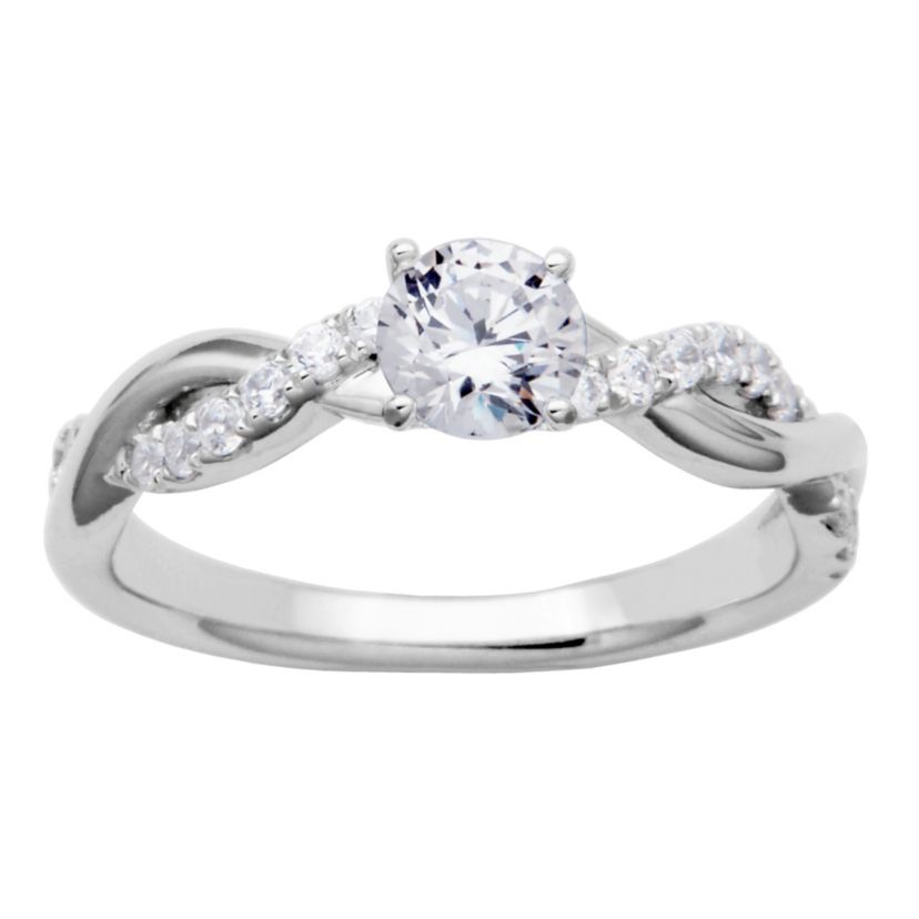 Lab Created 3/4 CT TW Lab Grown Diamond Twist Ring in Platinum Over Sterling Silver