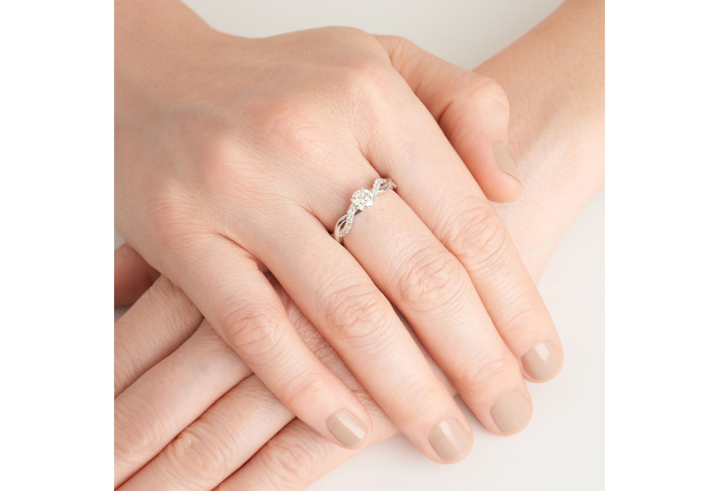 Lab Created 3/4 CT TW Lab Grown Diamond Twist Ring in Platinum Over Sterling Silver