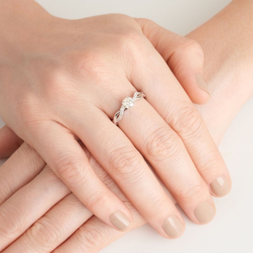 Lab Created 3/4 CT TW Lab Grown Diamond Twist Ring in Platinum Over Sterling Silver