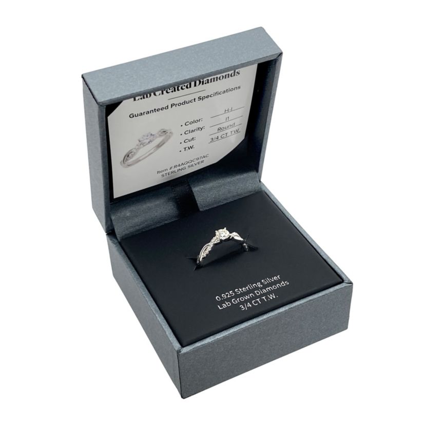 Lab Created 3/4 CT TW Lab Grown Diamond Twist Ring in Platinum Over Sterling Silver