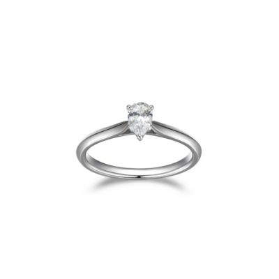 Paj Lab Created 1/2 Ct Tw Lab Grown Diamond Pear Ring In Platinum Over Sterling Silver