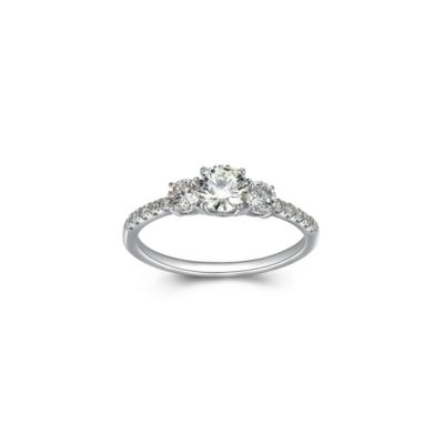 Paj Lab Created 1 Ct Tw Lab Grown Diamond Three Stone Ring In Platinum Over Sterling Silver