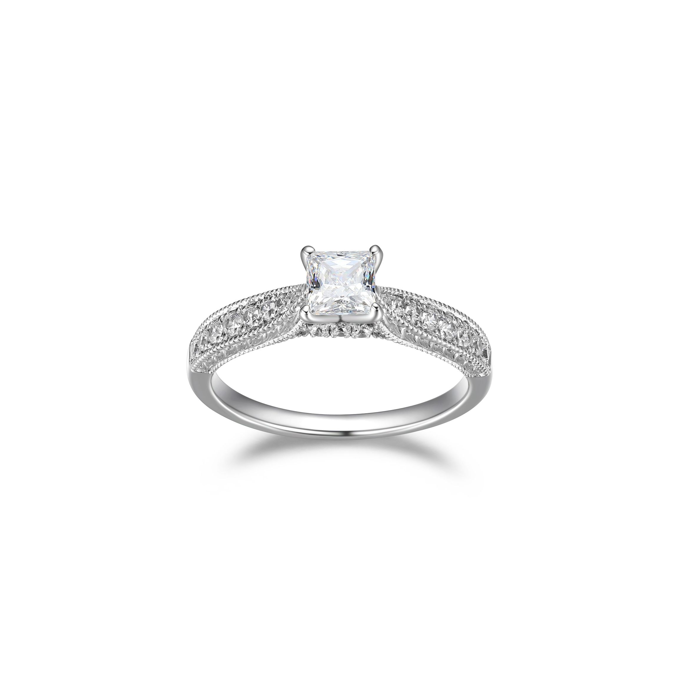 Lab Created 3/4 CT TW Lab Grown Diamond Engagement Ring in Rhodium Over Sterling Silver