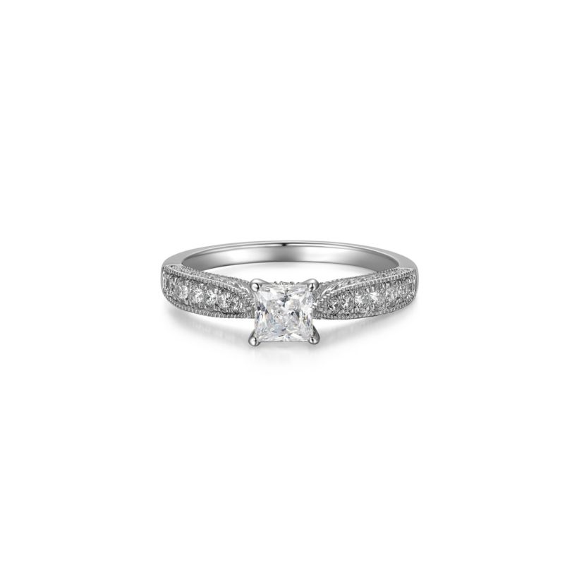 Lab Created 3/4 CT TW Lab Grown Diamond Engagement Ring in Rhodium Over Sterling Silver