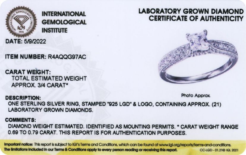 Lab Created 3/4 CT TW Lab Grown Diamond Engagement Ring in Rhodium Over Sterling Silver