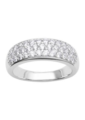 Paj Lab Created Platinum Over Sterling Silver Pave Ring Featuring 1 Ct Tw Lab Grown Diamond