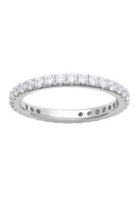 Paj Lab Created Platinum Over Sterling Silver Infinity Ring Featuring 1 Ct Tw Lab Grown Diamond