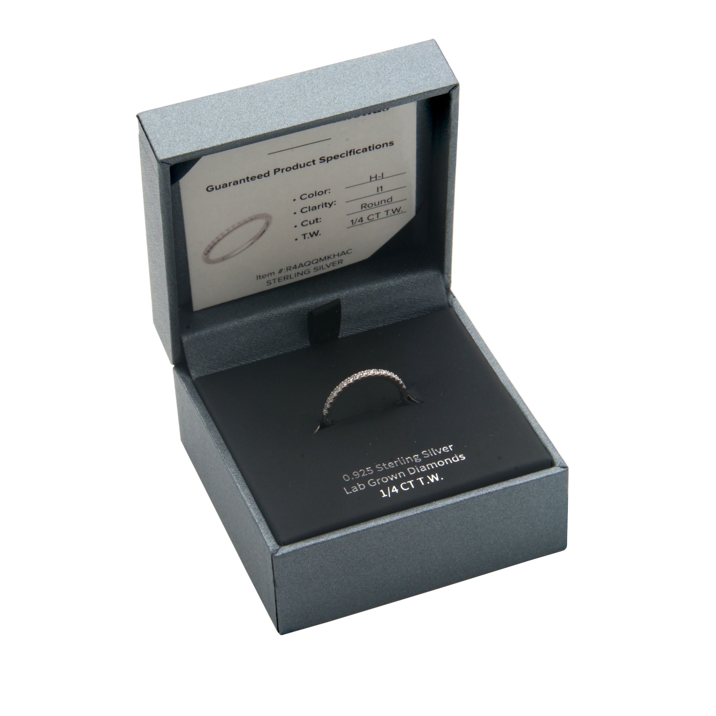 1/4 CT TW Lab Grown Diamond Wedding Band Ring in Rhodium Plated Sterling Silver