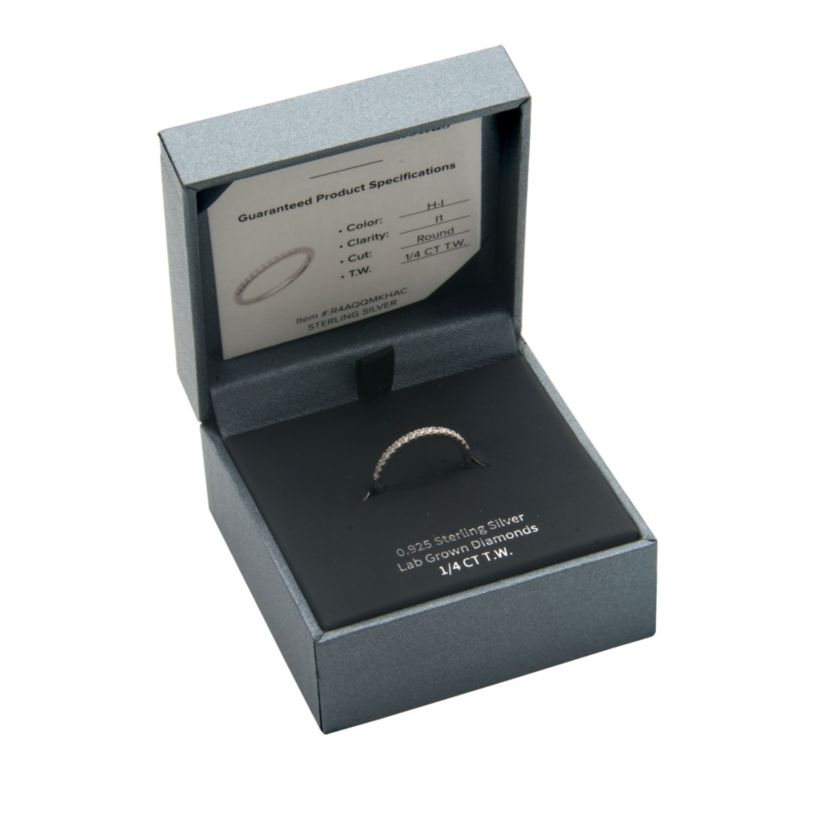 1/4 CT TW Lab Grown Diamond Wedding Band Ring in Rhodium Plated Sterling Silver