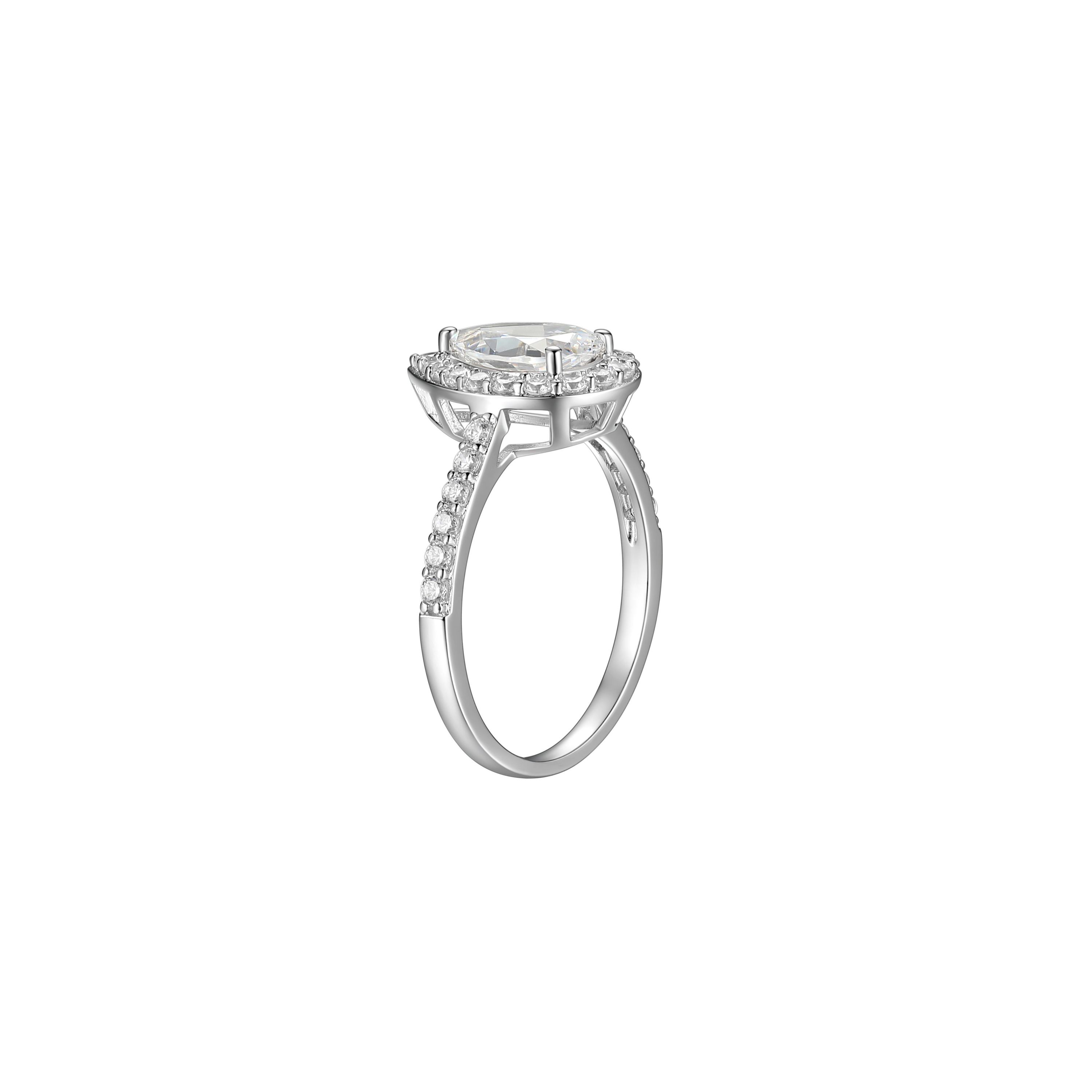 Pear Shaped Moissanite Ring in 18k Gold or Rhodium Plated Sterling Silver
