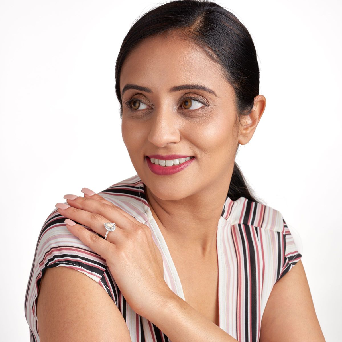 Pear Shaped Moissanite Ring in 18k Gold or Rhodium Plated Sterling Silver