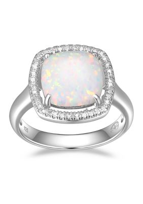 PAJ Lab Created Opal and White Sapphire Statement Ring in Sterling ...