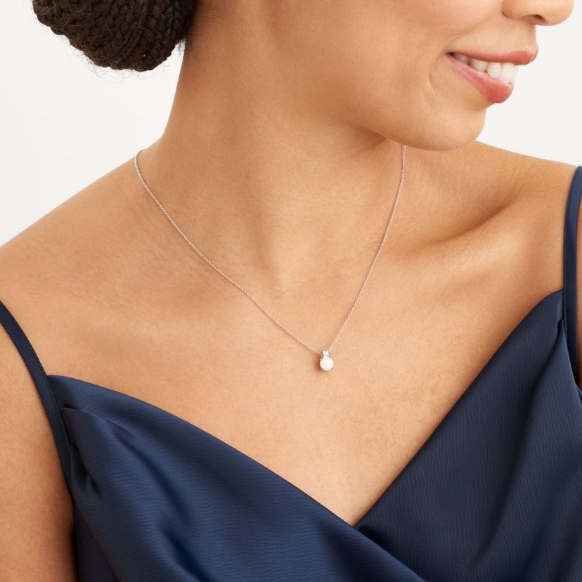 Created Opal Necklace and Earring Set in Sterling Silver