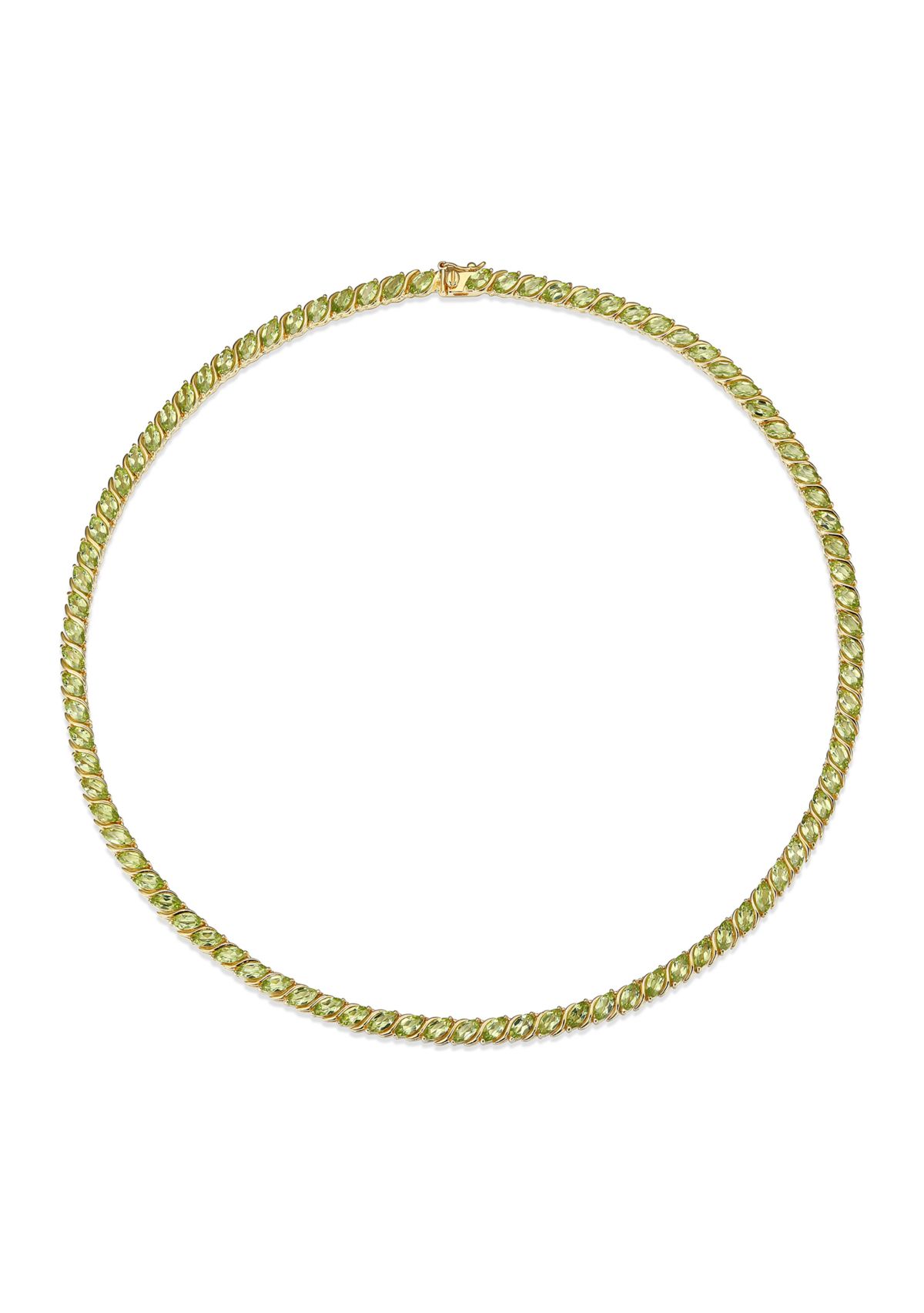 18 Karat Yellow Gold Plated Sterling Silver Genuine Gemstone Marquise Wave Tennis Necklace , 18 Inches