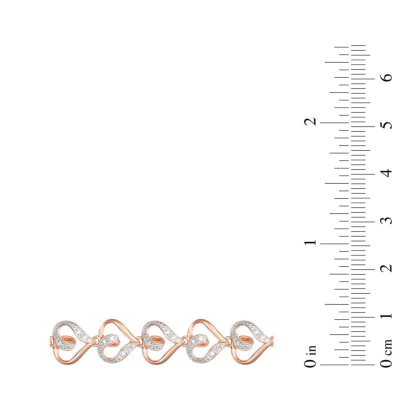 Diamond Accent Heart Bracelet in 14k Rose Gold Plated Sterling Silver