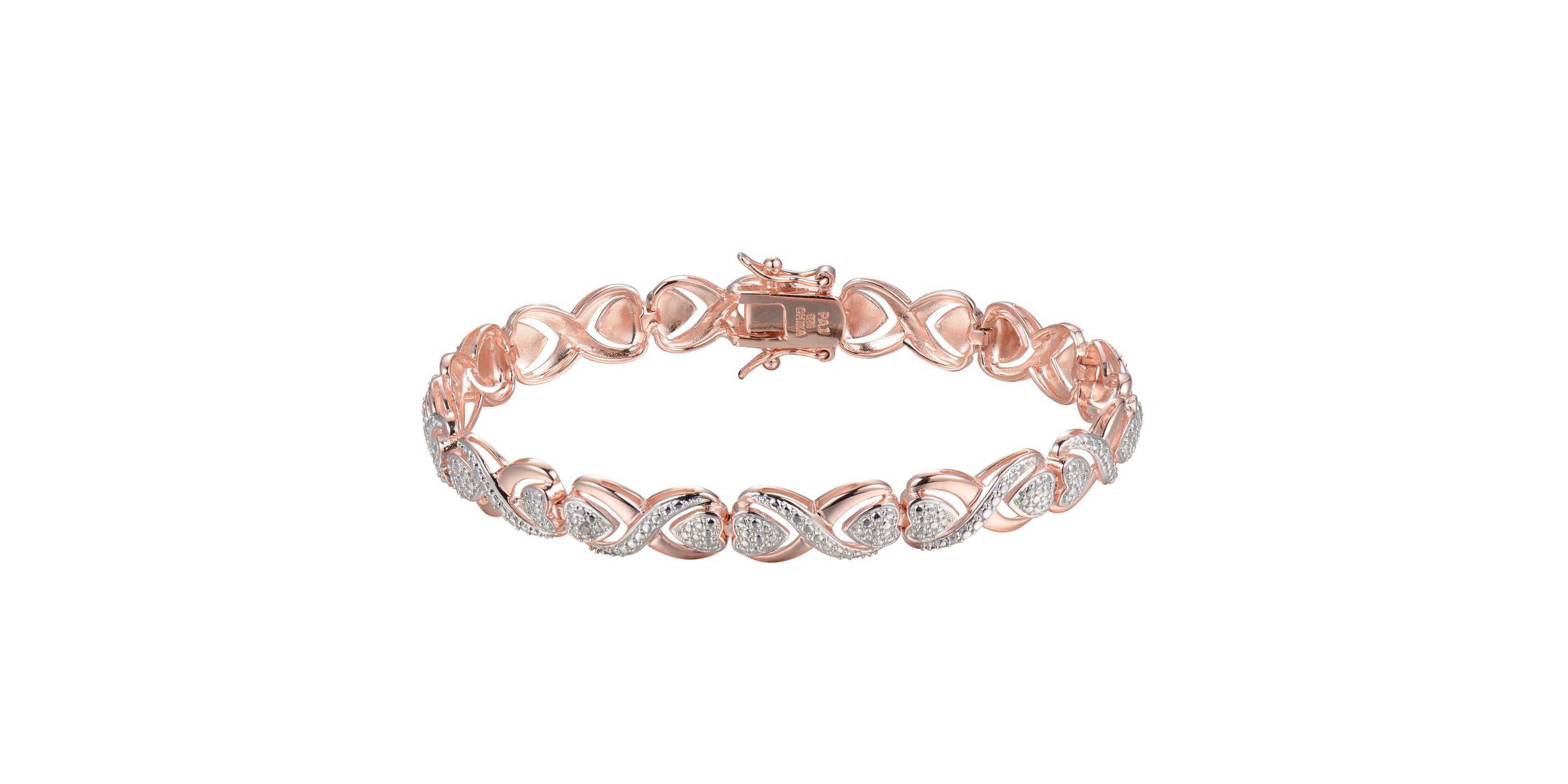 Diamond Accent Twist Link Bracelet in 14k Rose Gold Plated Sterling Silver