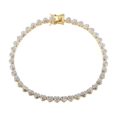 Aurealis 1/10 cttw Diamond Heart Tennis Bracelet in 18k Yellow Gold Plated Sterling Silver