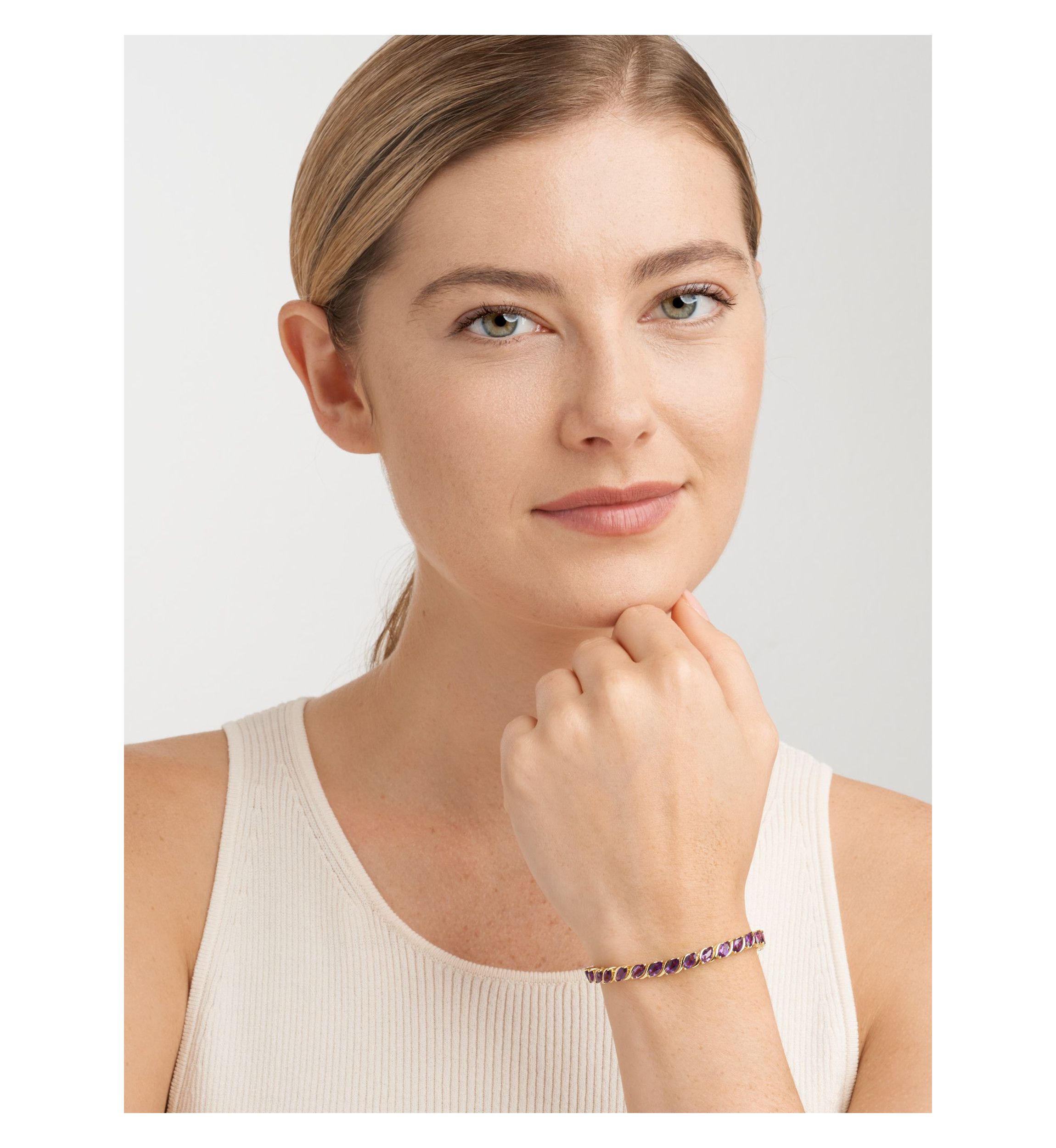 Genuine Gemstone Marquise Wave Tennis Bracelet in 18K Gold Plated Sterling Silver, 7.25"