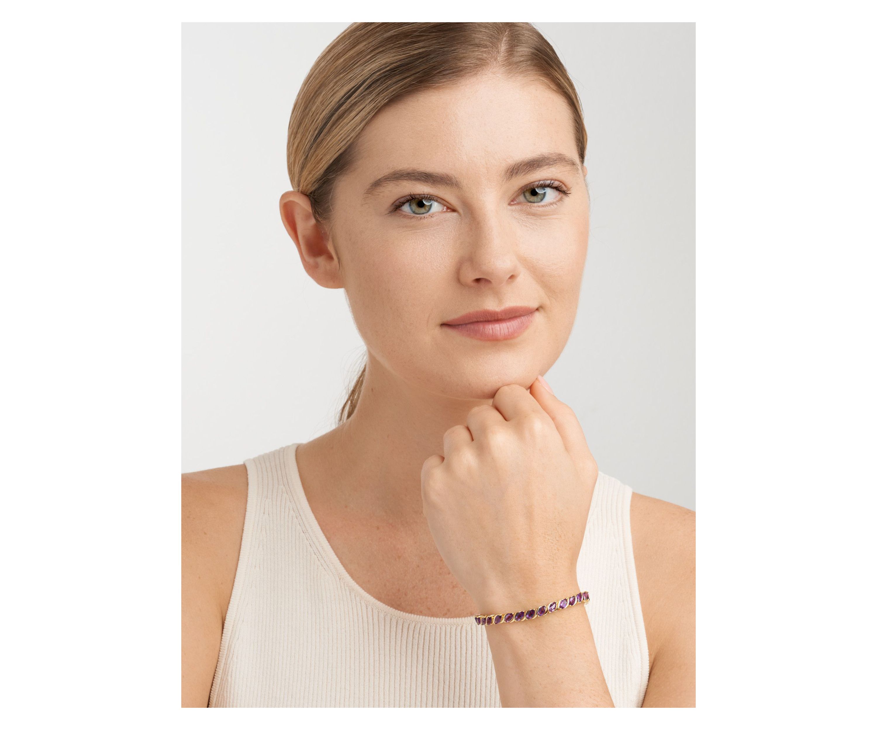 Genuine Gemstone Marquise Wave Tennis Bracelet in 18K Gold Plated Sterling Silver, 7.25"