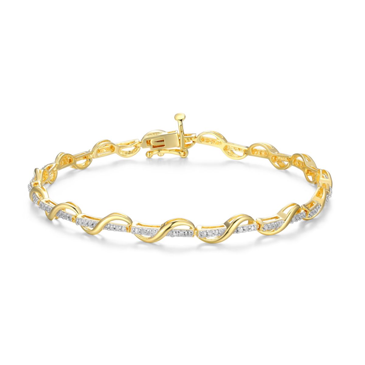 1/10 cttw Diamond Twist Bracelet in 18k Yellow Gold Plated Sterling Silver