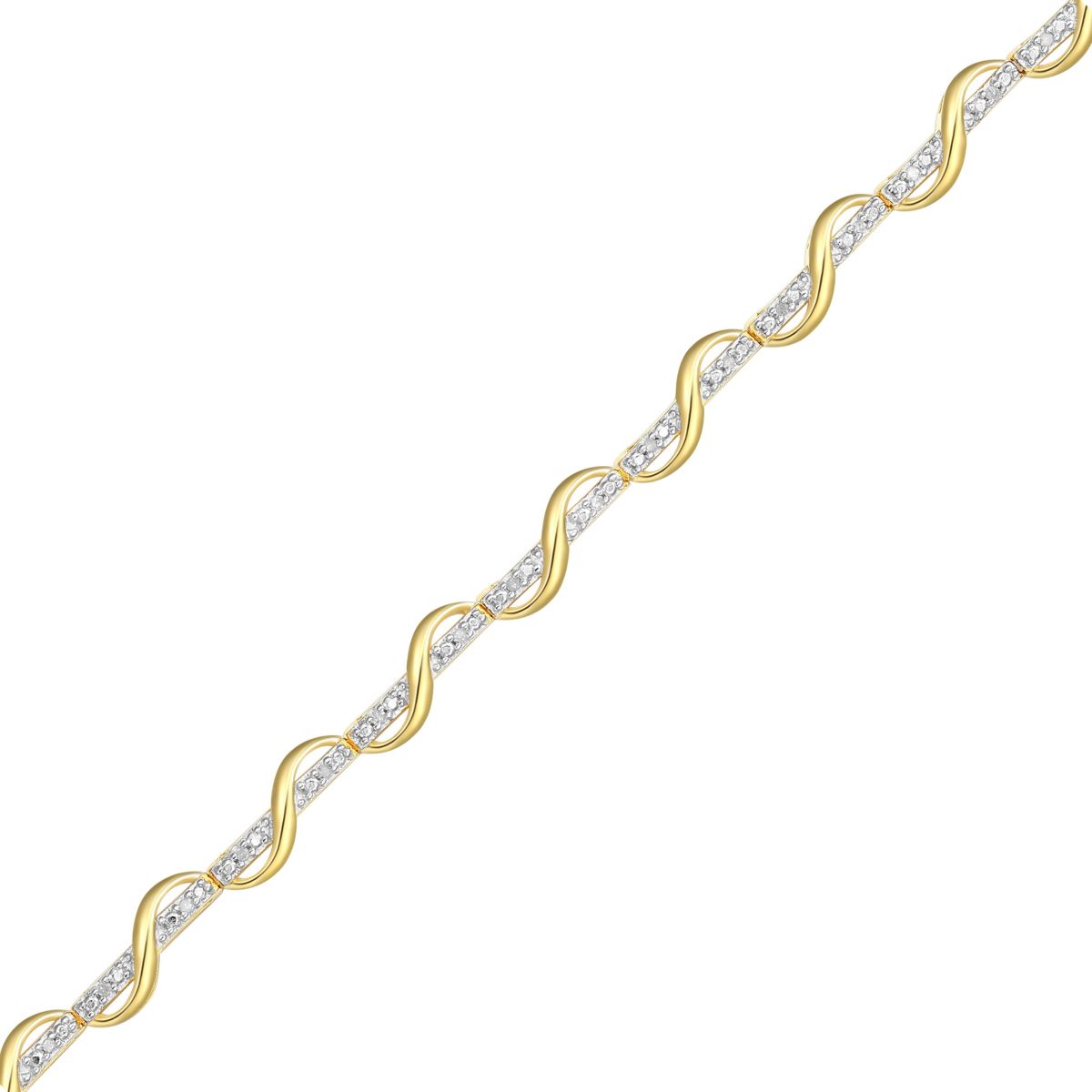 1/10 cttw Diamond Twist Bracelet in 18k Yellow Gold Plated Sterling Silver