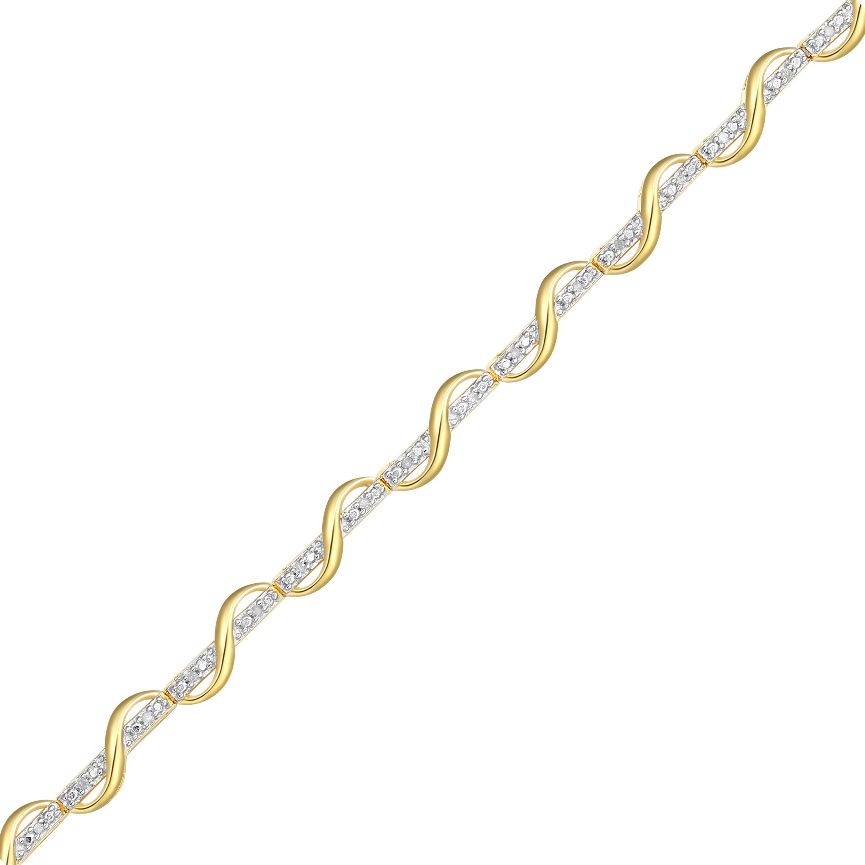 1/10 cttw Diamond Twist Bracelet in 18k Yellow Gold Plated Sterling Silver