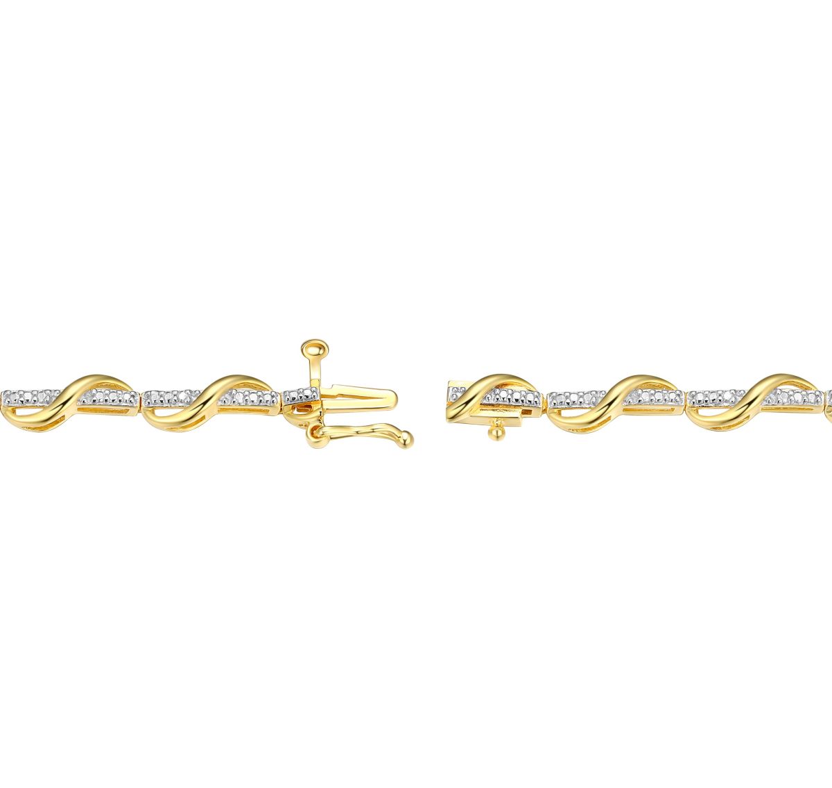 1/10 cttw Diamond Twist Bracelet in 18k Yellow Gold Plated Sterling Silver