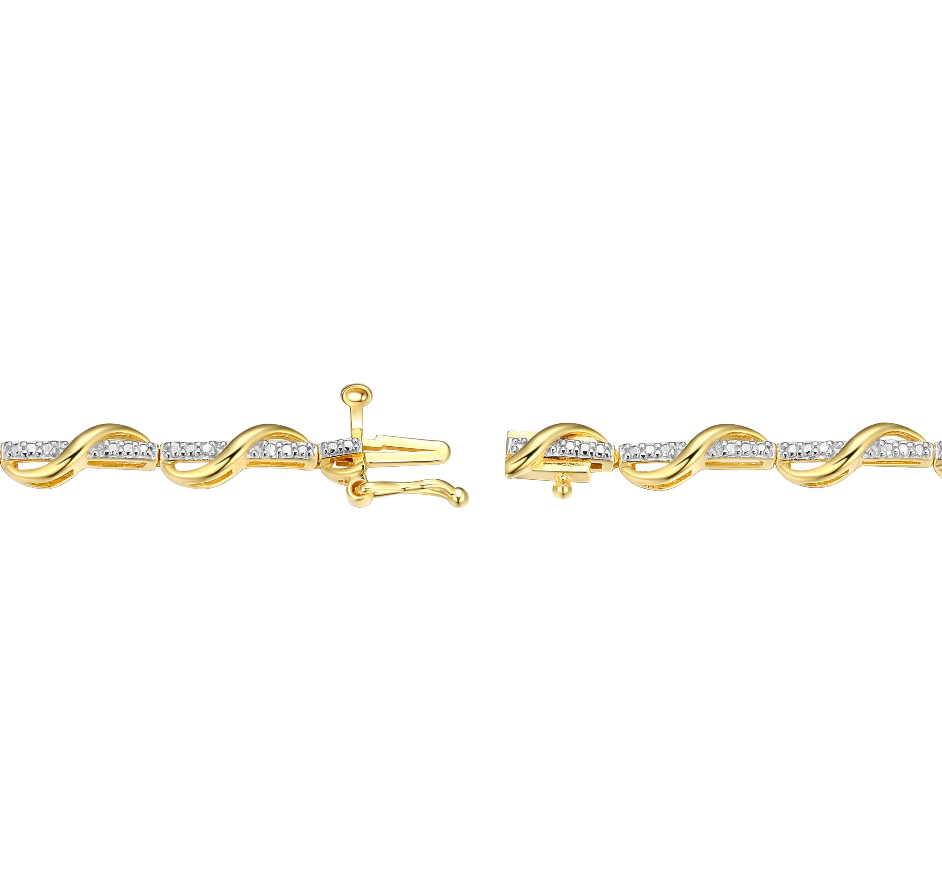 1/10 cttw Diamond Twist Bracelet in 18k Yellow Gold Plated Sterling Silver