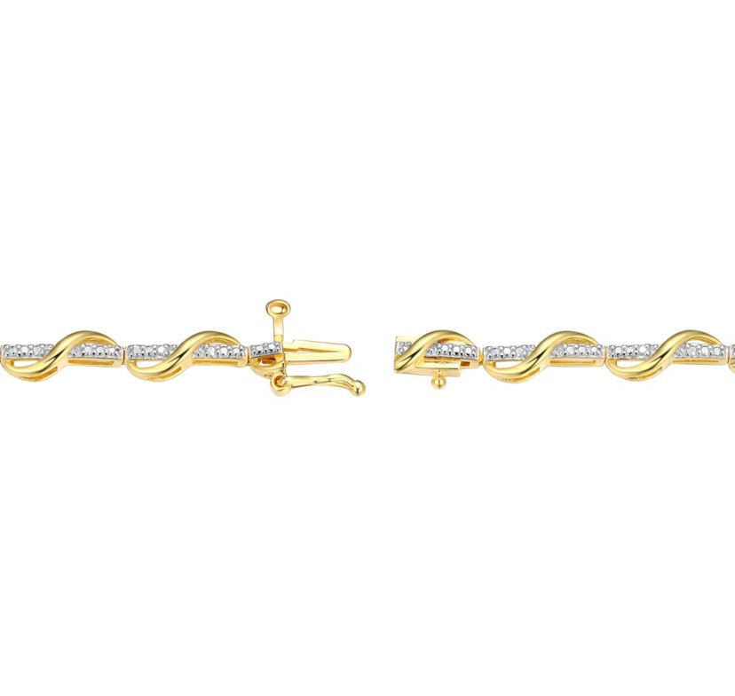 1/10 cttw Diamond Twist Bracelet in 18k Yellow Gold Plated Sterling Silver