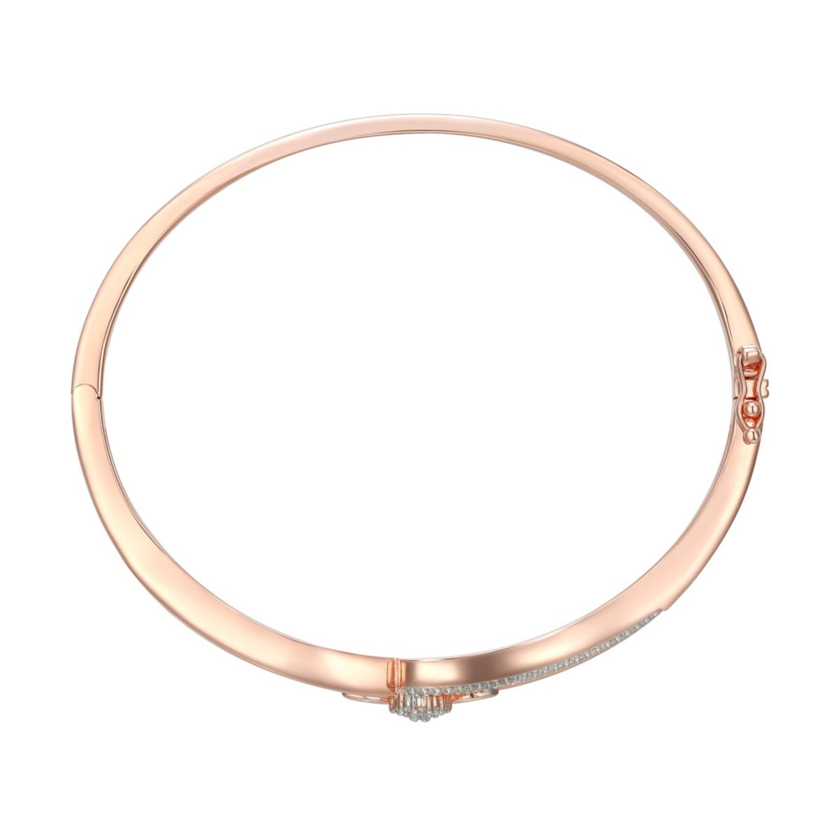 1/4 cttw Open Swirl Bangle Bracelet in 14k Rose Gold Plated Sterling Silver