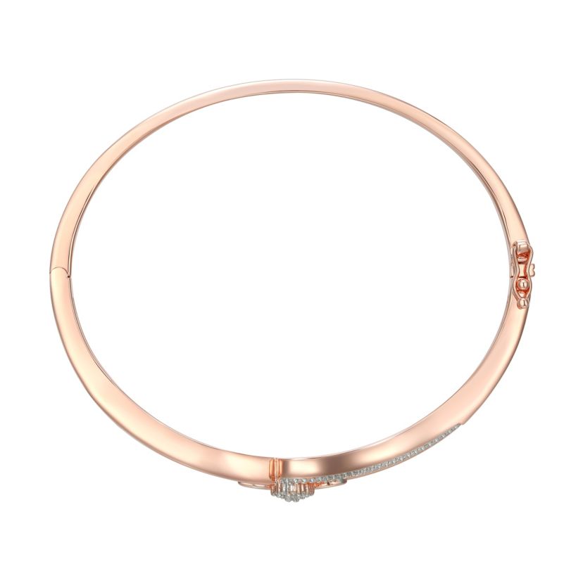 1/4 cttw Open Swirl Bangle Bracelet in 14k Rose Gold Plated Sterling Silver