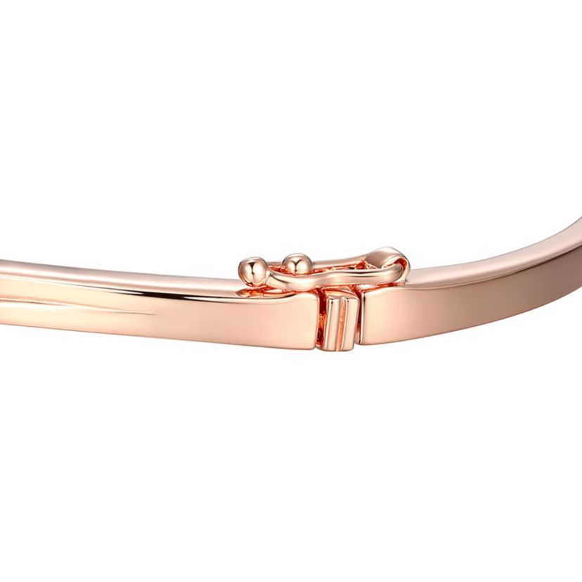 1/4 cttw Open Swirl Bangle Bracelet in 14k Rose Gold Plated Sterling Silver