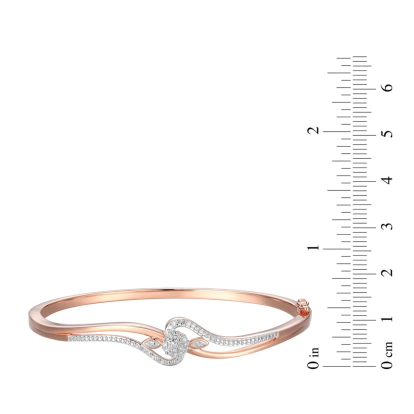 1/4 cttw Open Swirl Bangle Bracelet in 14k Rose Gold Plated Sterling Silver