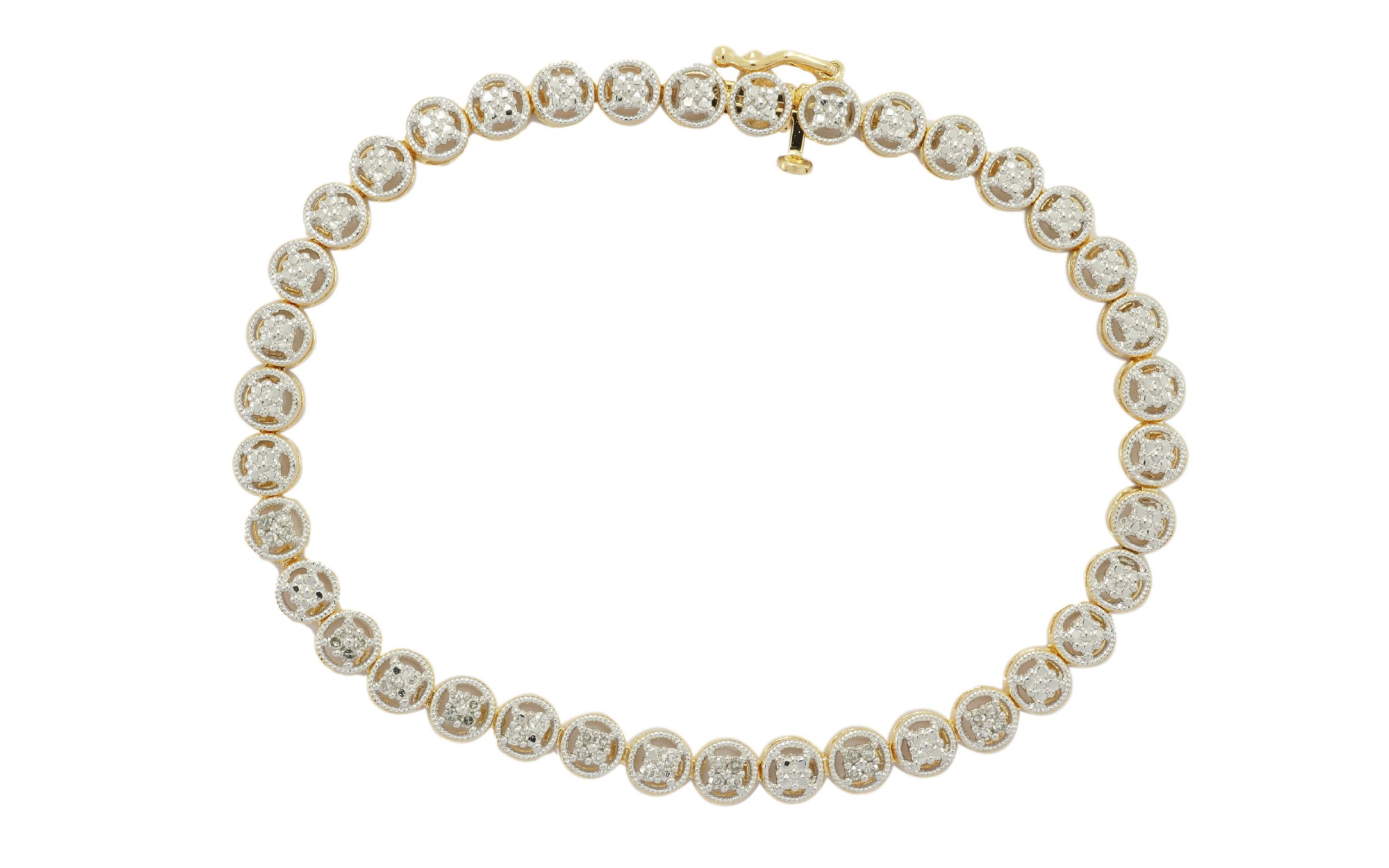 1/10 cttw Diamond Open Link Tennis Bracelet in 18k Yellow Gold Plated Sterling Silver